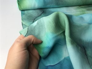 Fastvævet viscose - marble mønster i blågrønne toner